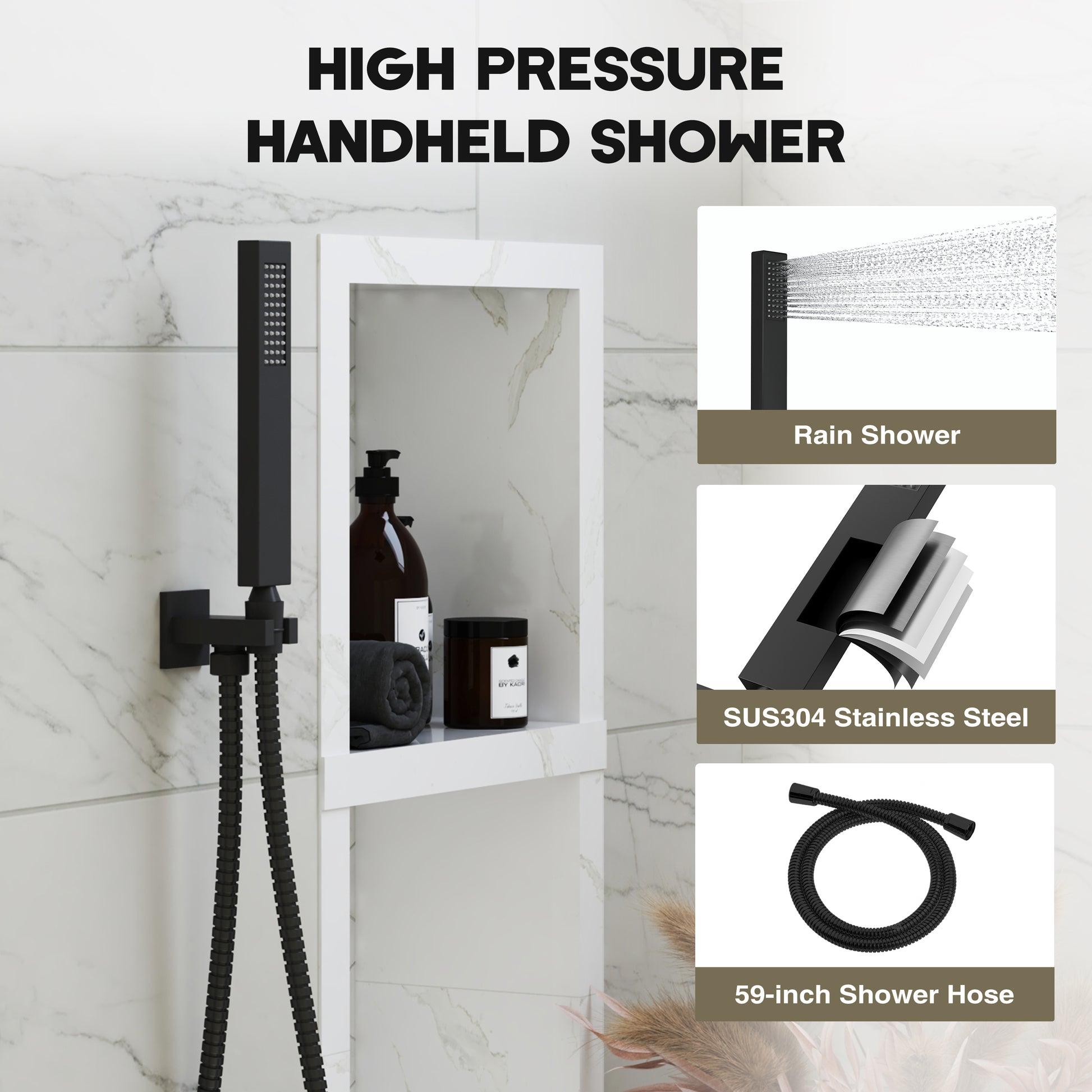 12-inch 3-Function Wall Mounted Dual Shower System with Thermostatic Valve