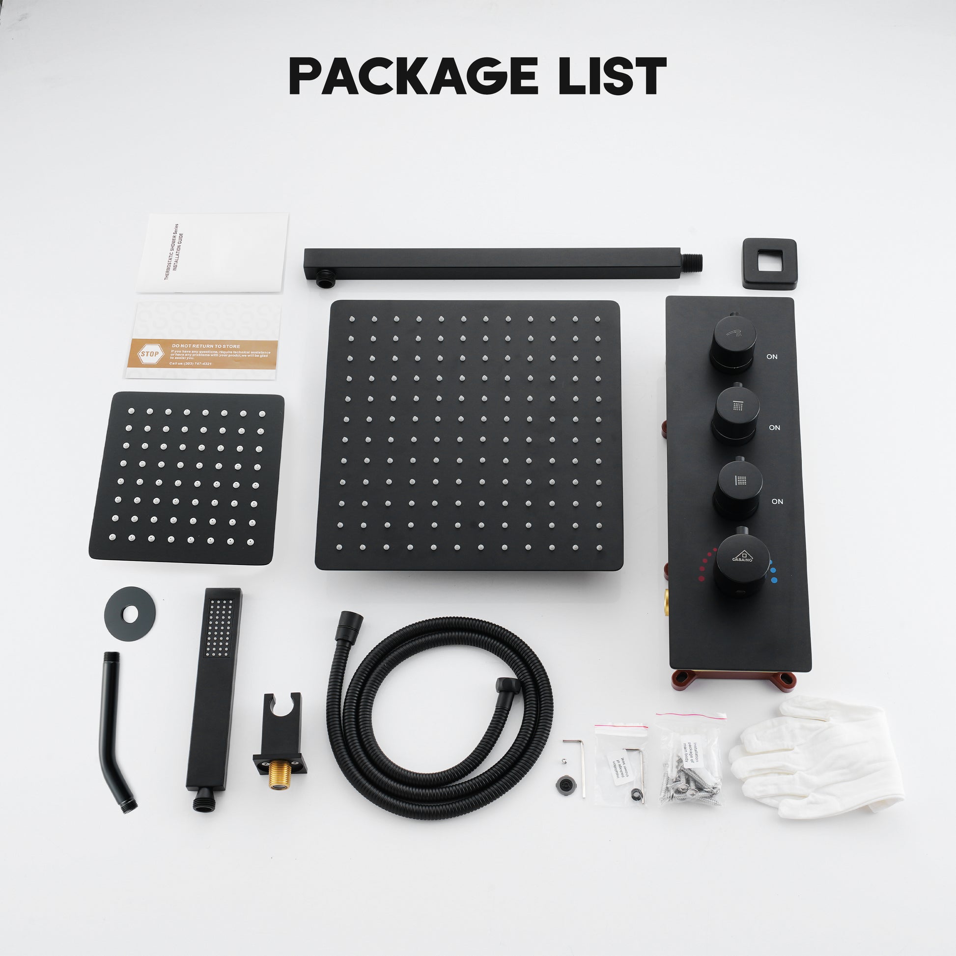12-inch 3-Function Wall Mounted Dual Shower System with Thermostatic Valve