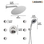 Casainc Smart Temperature Digital Adjustment 3 Function Luxury Thermostatic Shower