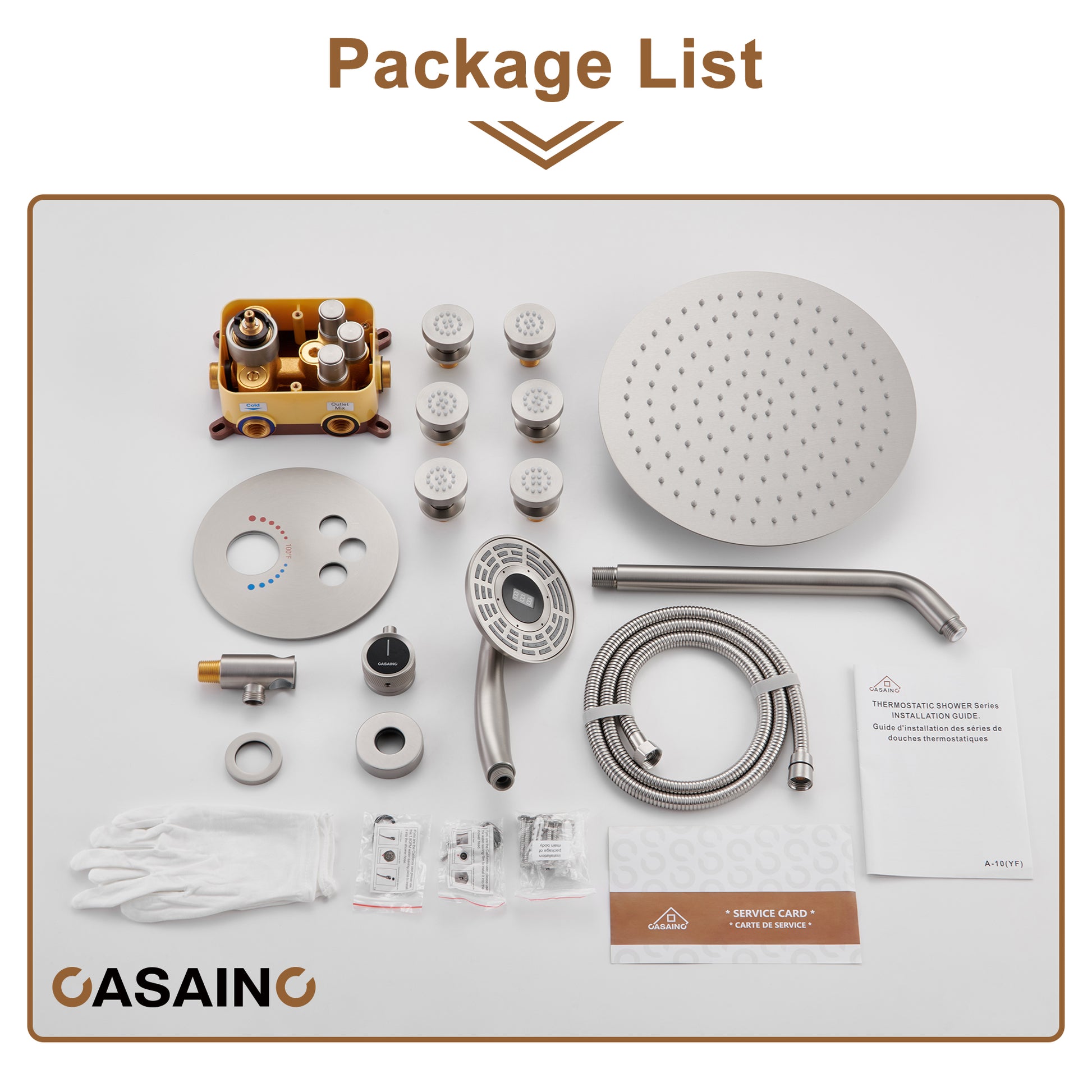 Casainc Smart Temperature Digital Adjustment 3 Function Luxury Thermostatic Shower