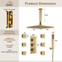 Luxury Celling Mount 12 Inch LED Light Shower Head 3 Function Thermostatic Shower System with 6 Body Jets