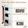 Luxury Celling Mount 12 Inch LED Light Shower Head 3 Function Thermostatic Shower System with 6 Body Jets