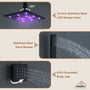 Luxury Celling Mount 12 Inch LED Light Shower Head 3 Function Thermostatic Shower System with 6 Body Jets