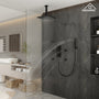 12" Ceiling Mount Luxury Shower System with LED Light & 6 Body Jets
