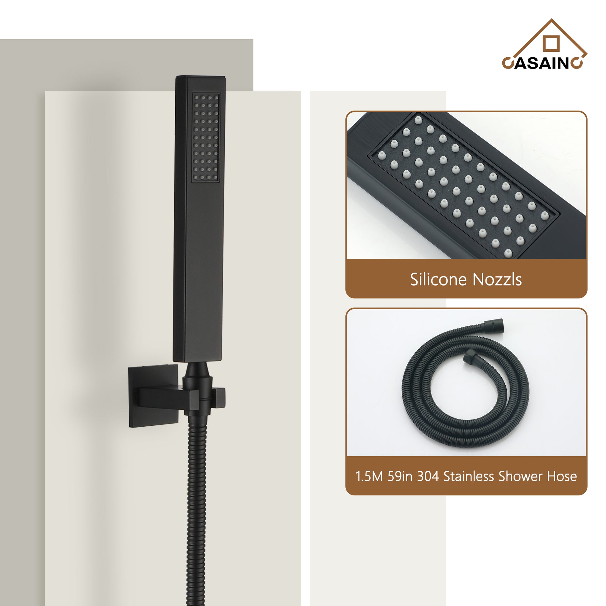 12" Ceiling Mount Luxury Shower System with LED Light & 6 Body Jets