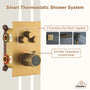 Wall Mount 12 Inch Rainfall Shower Head 3 Function Thermostatic Shower System  with 6 Body Jets