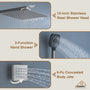 Wall Mount 12 Inch Rainfall Shower Head 3 Function Thermostatic Shower System  with 6 Body Jets