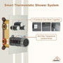 Wall Mount 12 Inch Rainfall Shower Head 3 Function Thermostatic Shower System  with 6 Body Jets