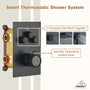 Wall Mount 12 Inch Rainfall Shower Head 3 Function Thermostatic Shower System  with 6 Body Jets