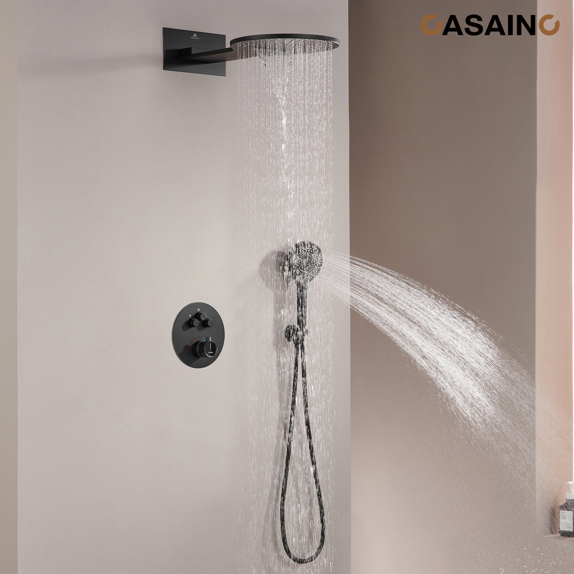 Electroplated Coating Technology 22-inch Dual Function Thermostatic Rainfall Slimline Showerhead Shower System