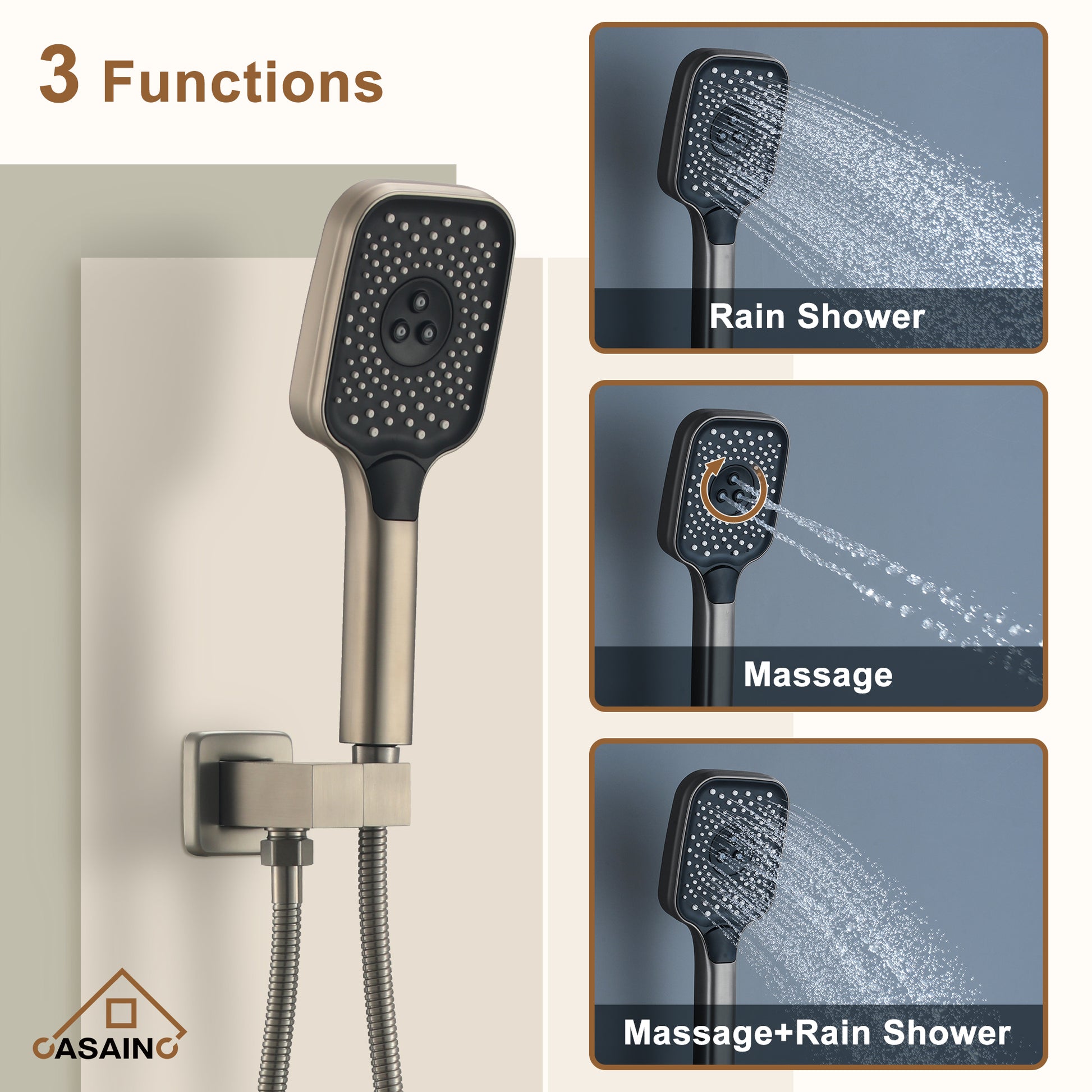 12" Ceiling Mount Thermostatic Rainfall Shower Systems with Body Sprays