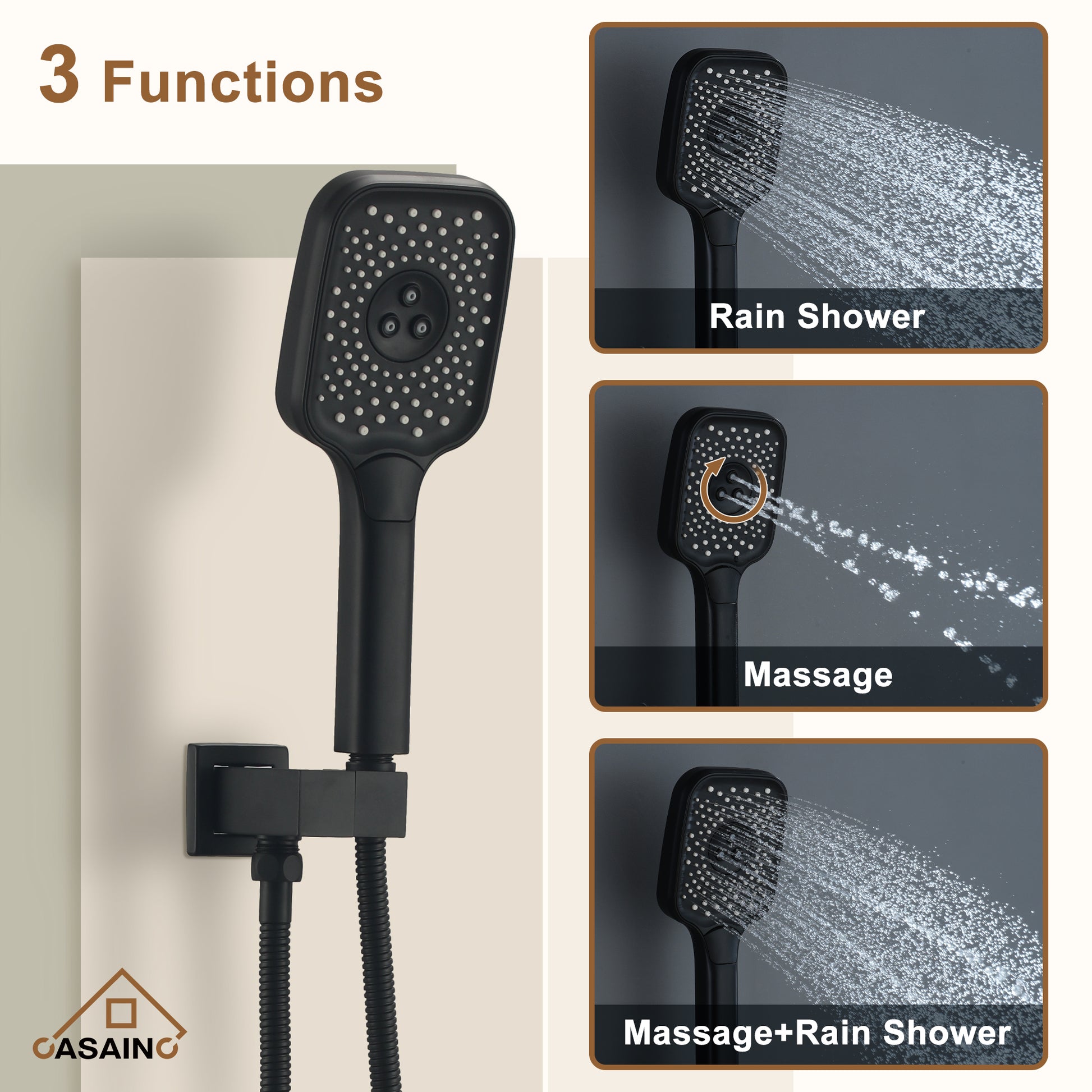 12" Ceiling Mount Thermostatic Rainfall Shower Systems with Body Sprays