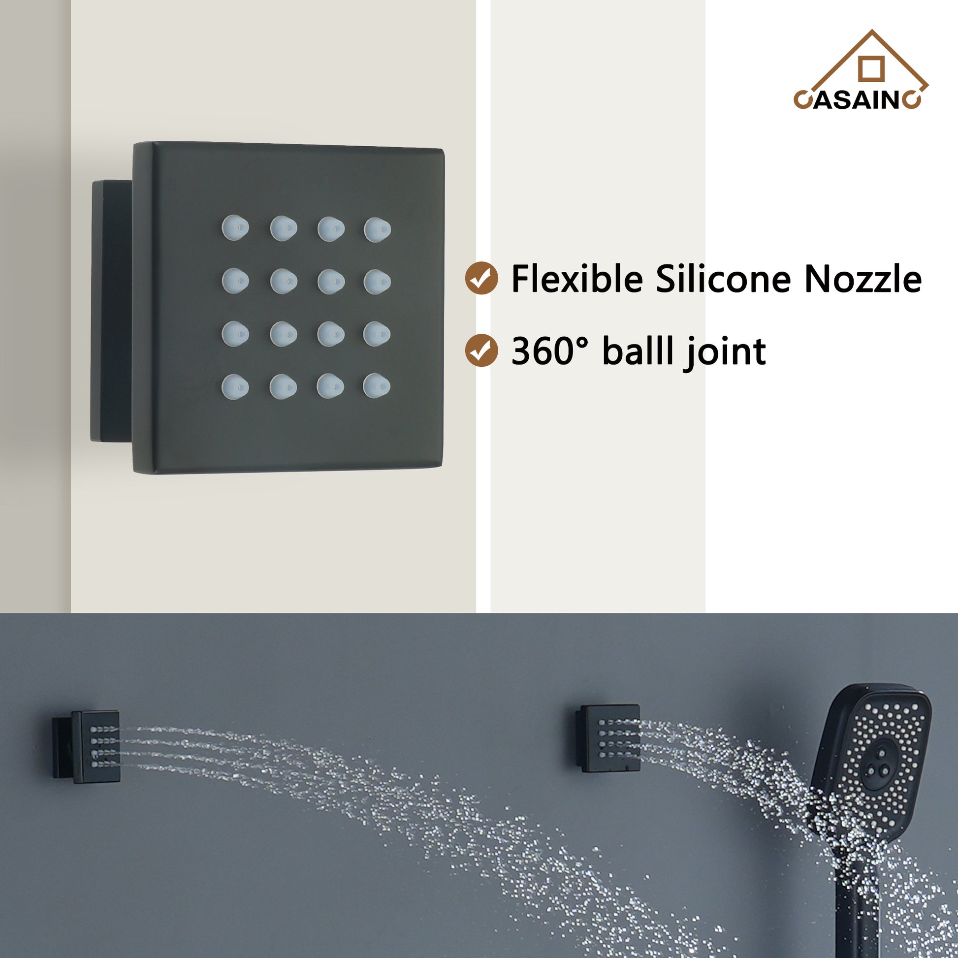 12" Ceiling Mount Thermostatic Rainfall Shower Systems with Body Sprays
