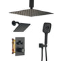 Celling Mount 12 Inch Rainfall Shower Head 3 Function Thermostatic Shower System  Wth Wall Mount 6 Inch Regular Shower Head