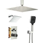 Ceiling Mount 12 Inch Rainfall Shower Head Thermostatic Shower System With Wall Mount 6 Inch Regular Rainfall Shower Head, Dual Head Shower
