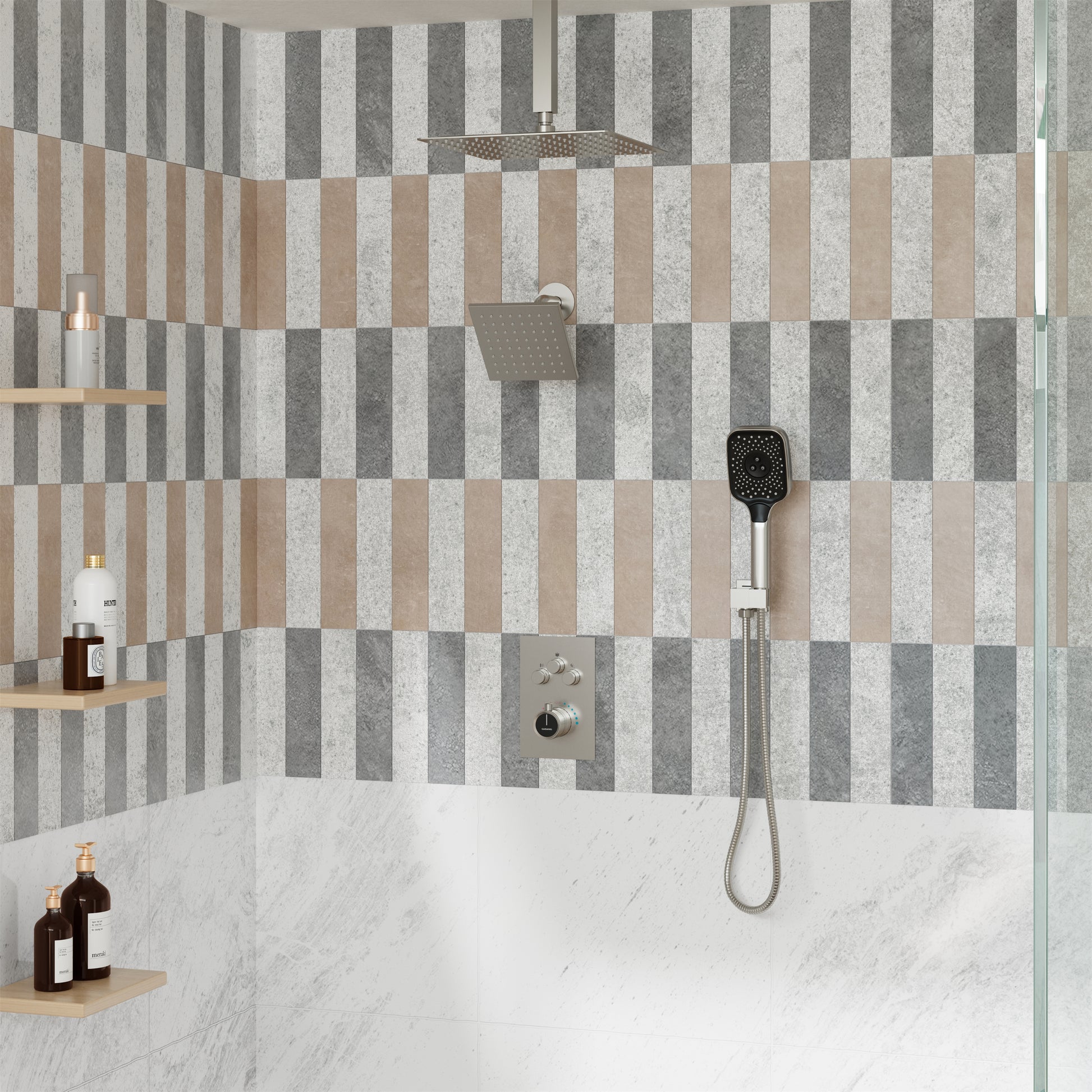 12" Ceiling Mount Rainfall Shower Head Thermostatic Shower System