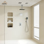 Celling Mount 12 Inch Rainfall Shower Head 3 Function Thermostatic Shower System  Wth Wall Mount 6 Inch Regular Shower Head