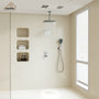 Celling Mount 12 Inch Rainfall Shower Head 3 Function Thermostatic Shower System  Wth Wall Mount 6 Inch Regular Shower Head
