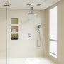 Celling Mount 12 Inch Rainfall Shower Head 3 Function Thermostatic Shower System  Wth Wall Mount 6 Inch Regular Shower Head
