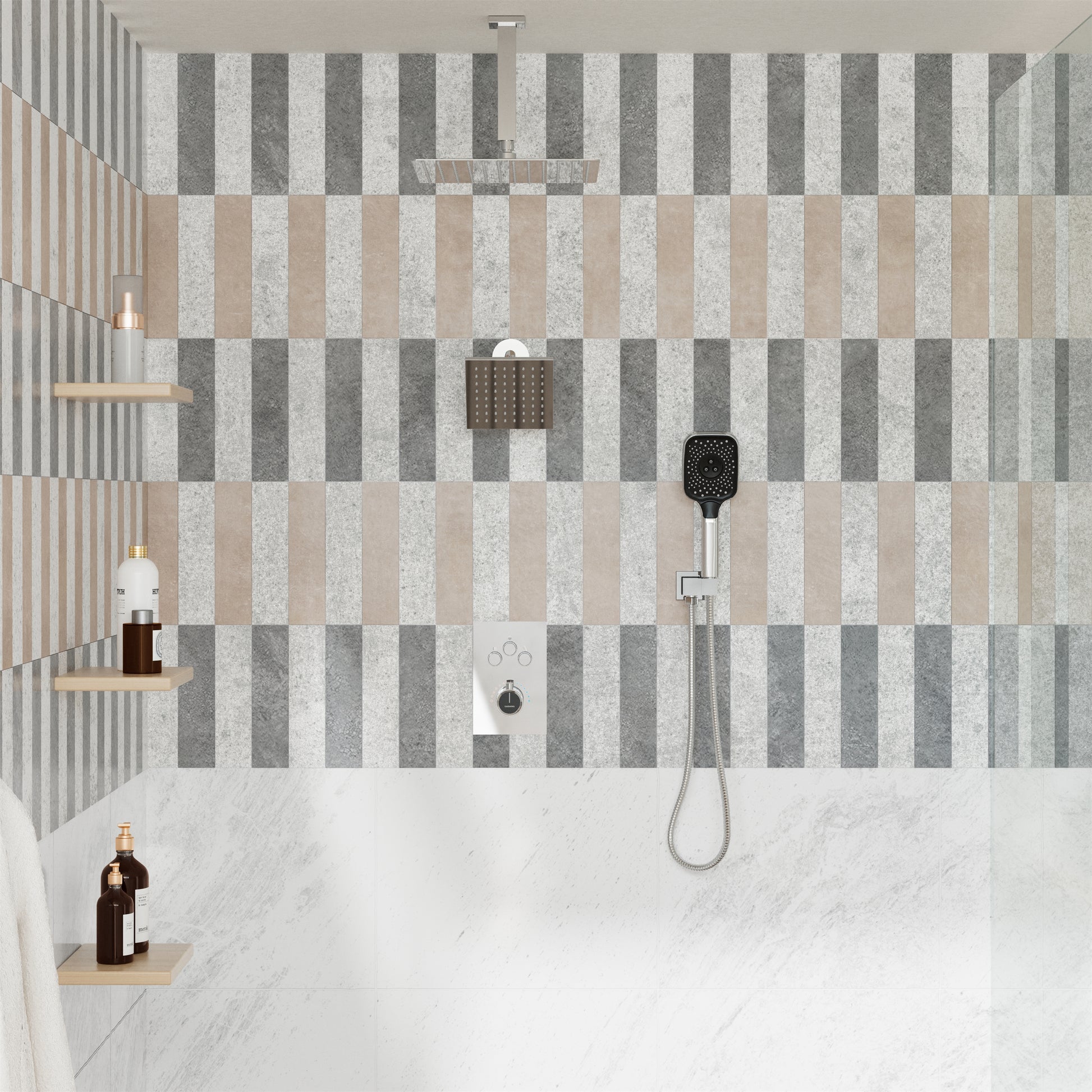 12" Ceiling Mount Rainfall Shower Head Thermostatic Shower System