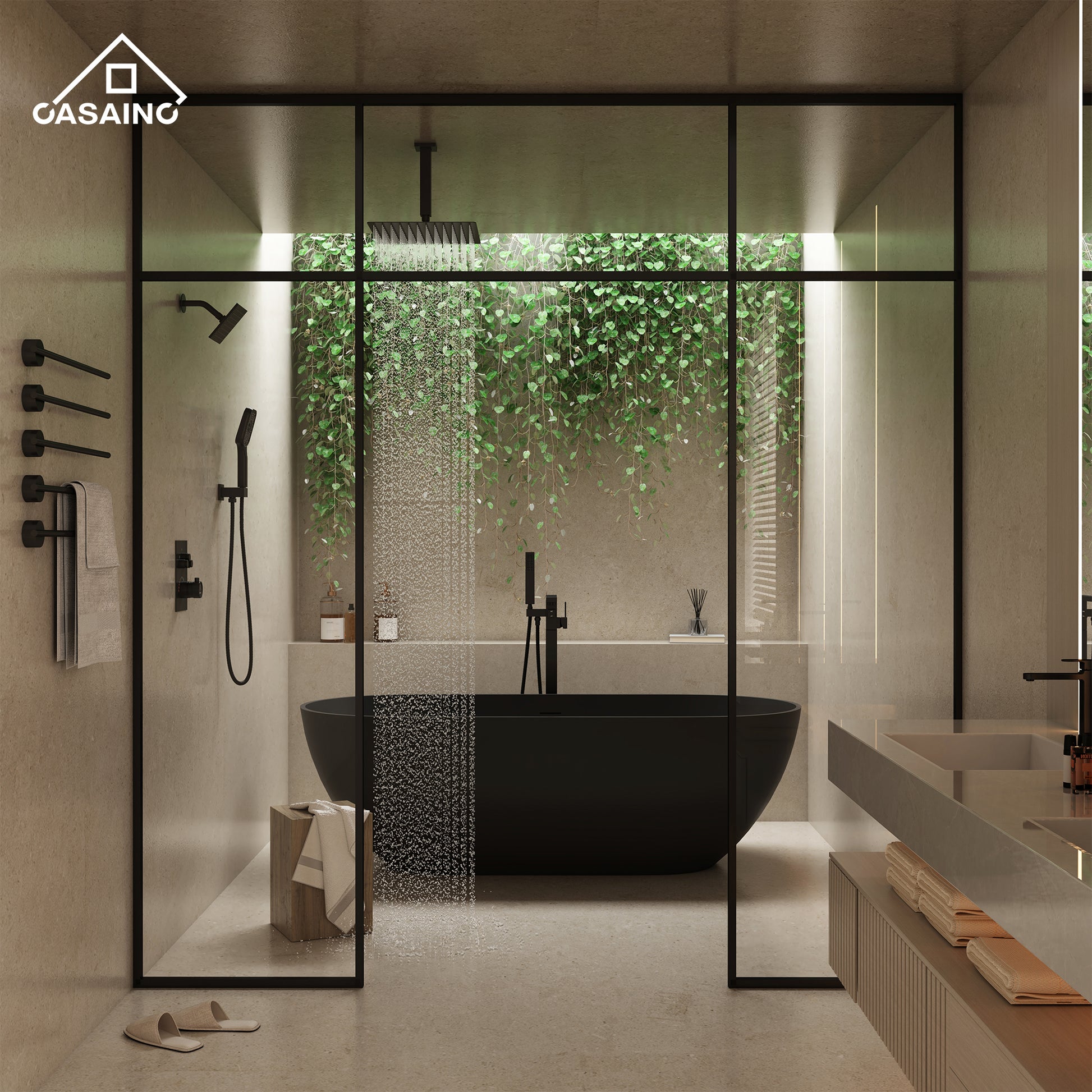 12" Ceiling Mount Rainfall Shower Head Thermostatic Shower System