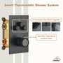 Celling Mount 12 Inch Rainfall Shower Head 3 Function Thermostatic Shower System  Wth Wall Mount 6 Inch Regular Shower Head
