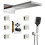 Wall Mounted 20 Inch Rectangular Dual-function Rainfall Shower Head 4 Function Thermostatic Shower System , With  6 Body Jets