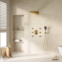 Wall Mounted 20 Inch Rectangular Dual-function Rainfall Shower Head 4 Function Thermostatic Shower System , With  6 Body Jets