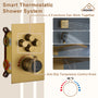 22" Wall Mounted Thermostatic Rain Shower Head System With 6 Body Jets