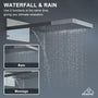 Wall Mounted 20 Inch Rectangular Dual-function Rainfall Shower Head 4 Function Thermostatic Shower System , With  6 Body Jets
