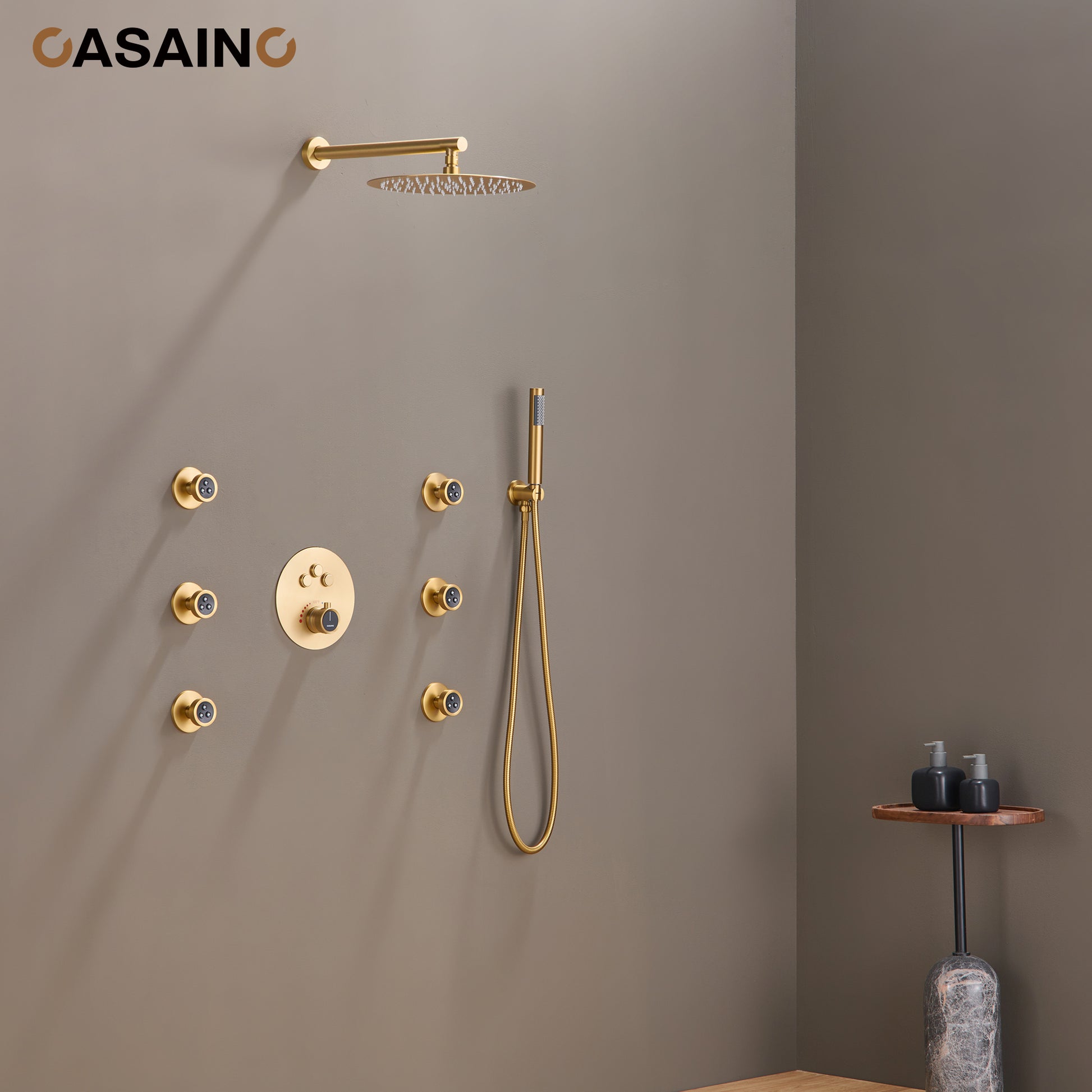 Push-Button Control High Quality Luxury Showerhead 12-Inch Thermostatic Rainfall Shower System