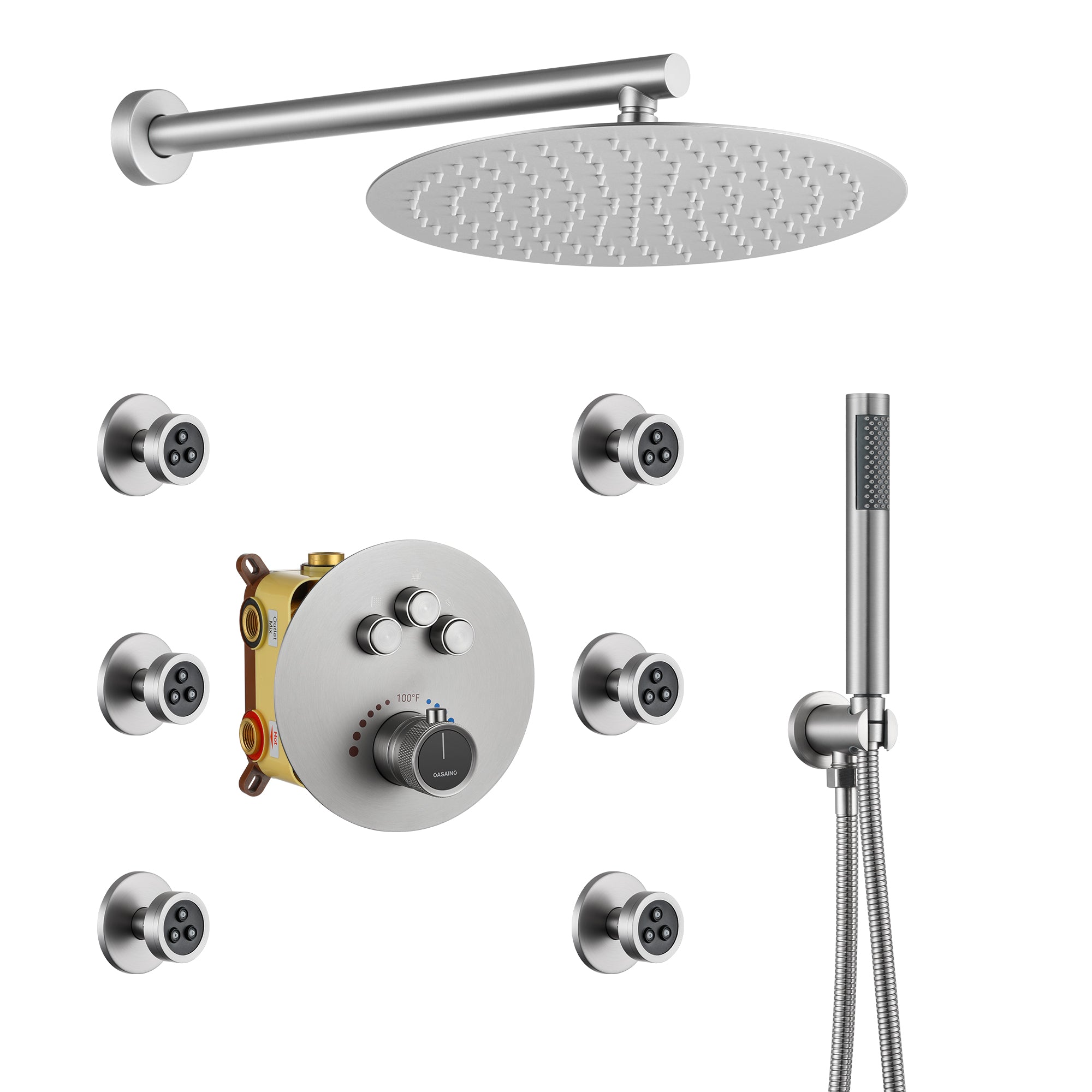 Push-Button Control High Quality Luxury Showerhead 12-Inch Thermostatic Rainfall Shower System