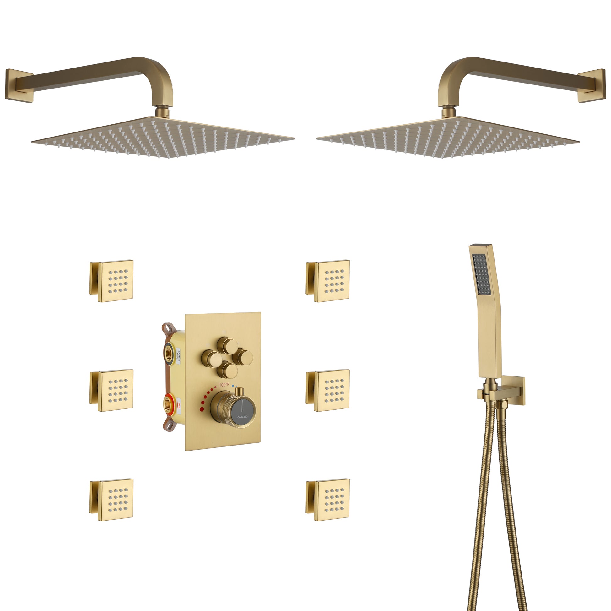 Double 12-inch Rainfall Shower Deluxe Shower System