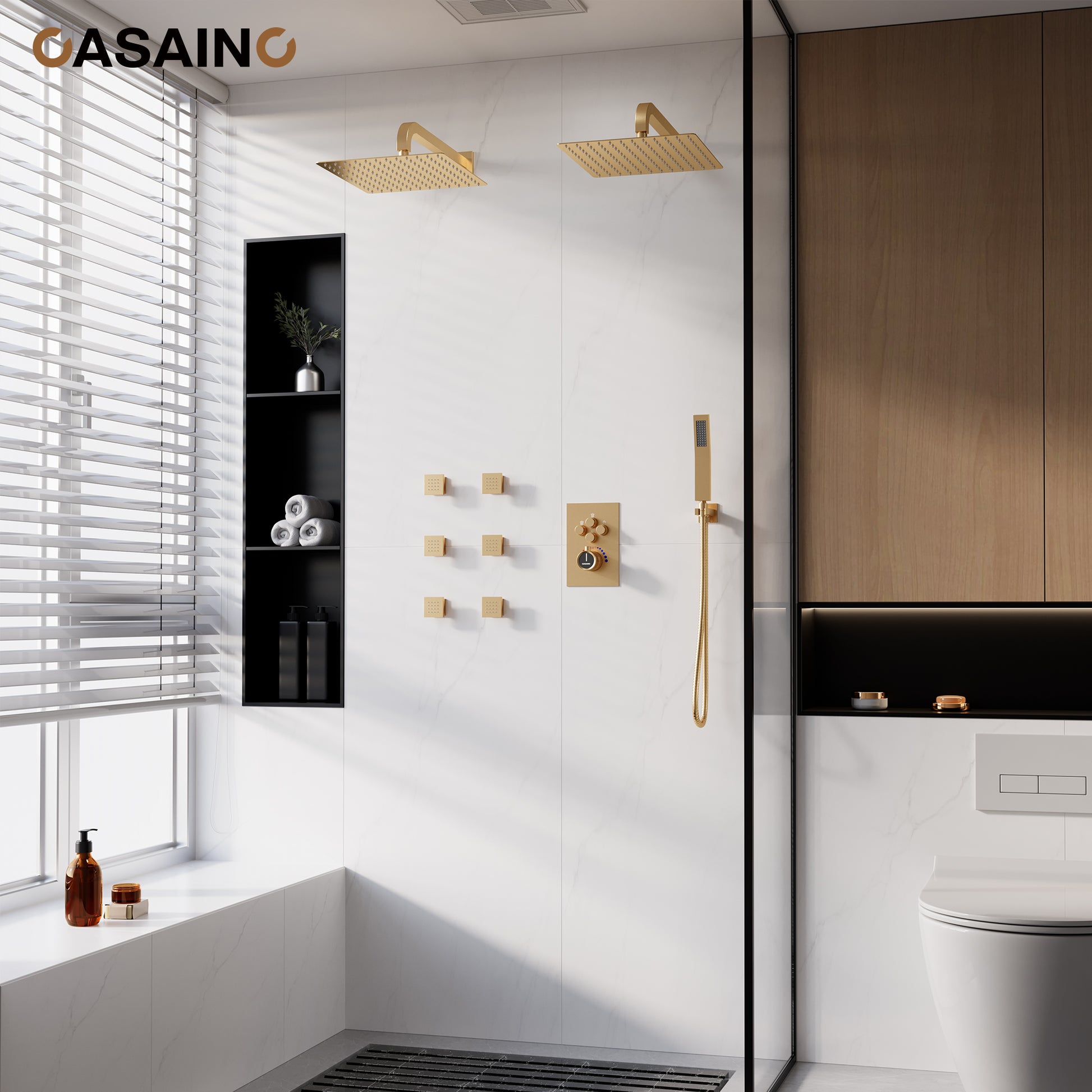 Double 12-inch Rainfall Shower Deluxe Shower System