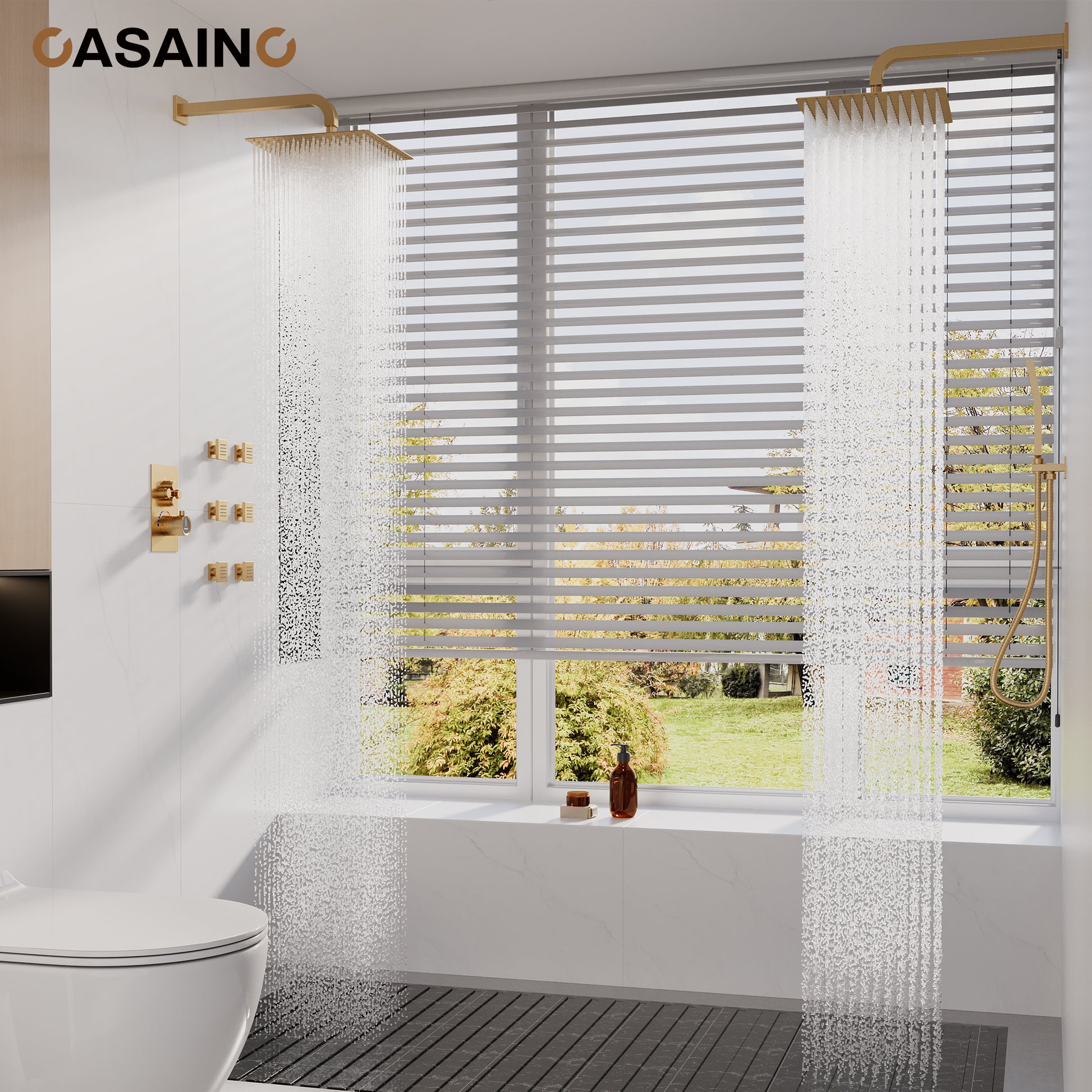 Double 12-inch Rainfall Shower Deluxe Shower System