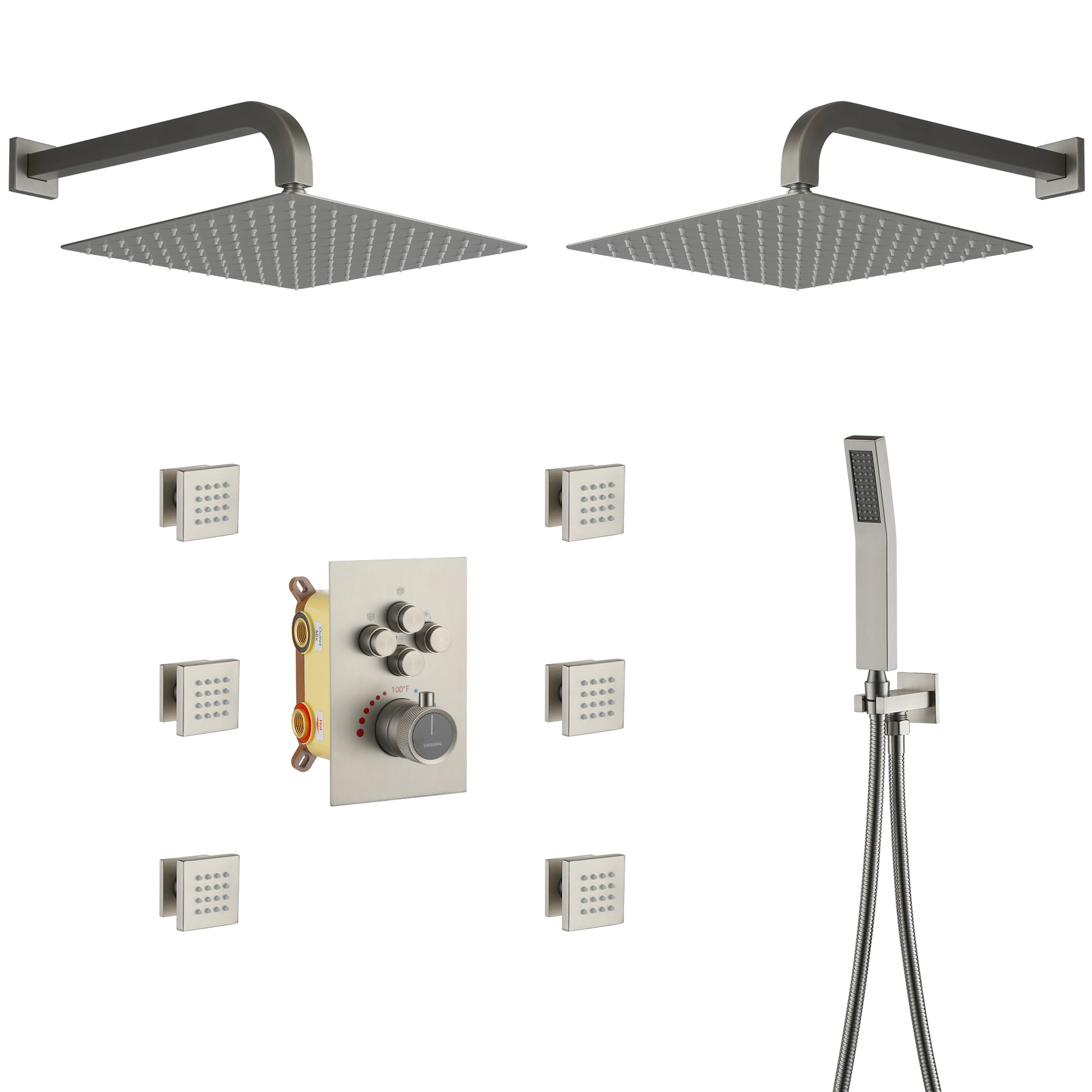 Double 12-inch Rainfall Shower Deluxe Shower System