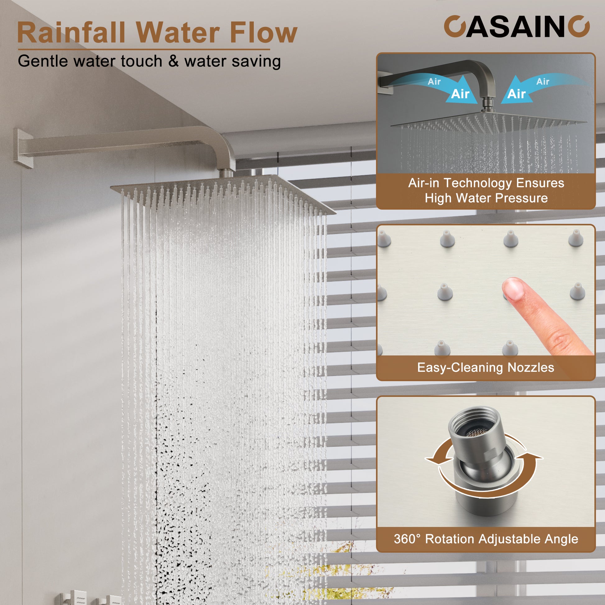 Double 12-inch Rainfall Shower Deluxe Shower System