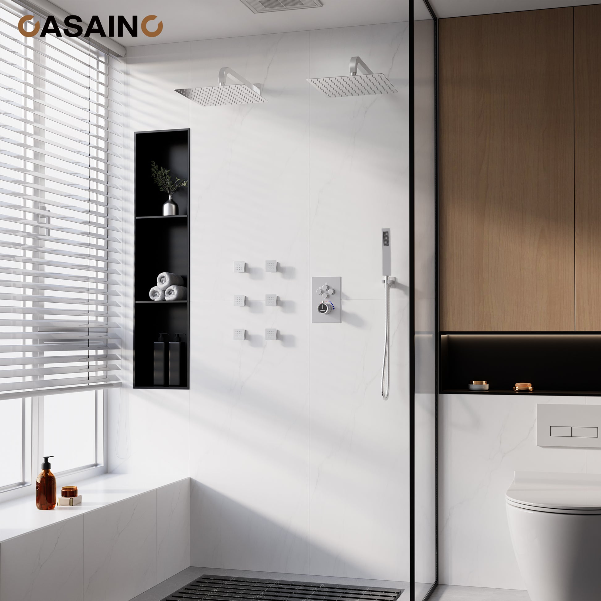 Double 12-inch Rainfall Shower Deluxe Shower System