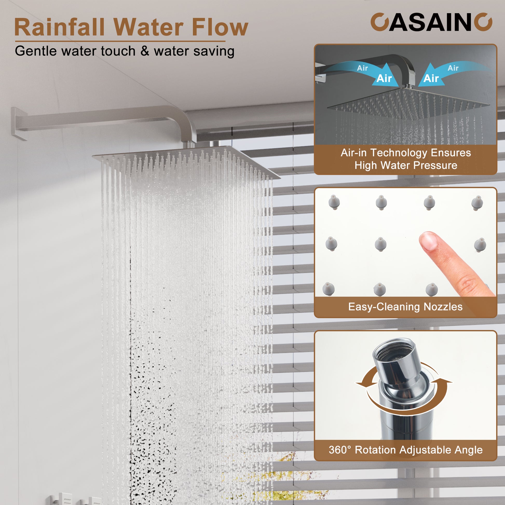 Double 12-inch Rainfall Shower Deluxe Shower System
