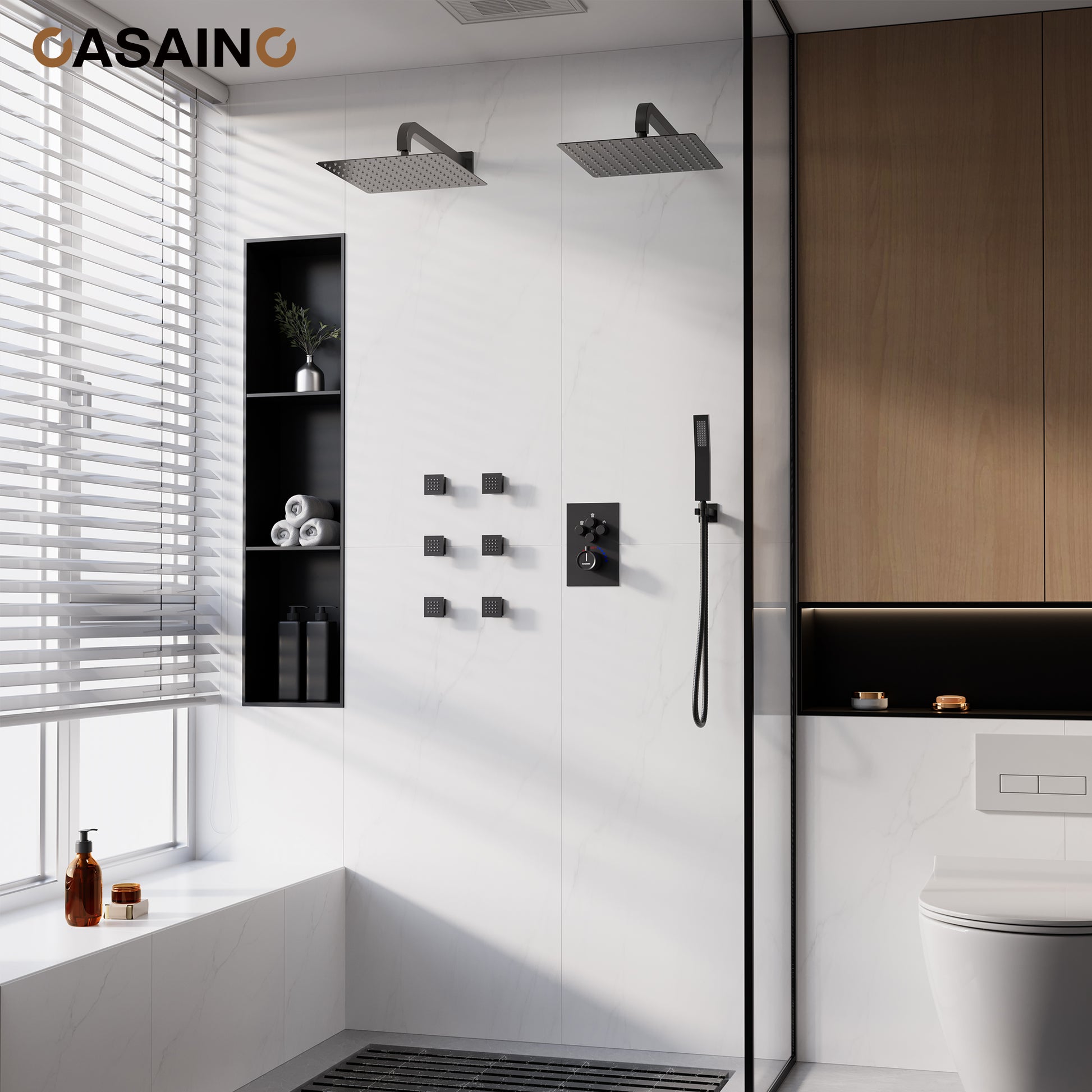 Double 12-inch Rainfall Shower Deluxe Shower System