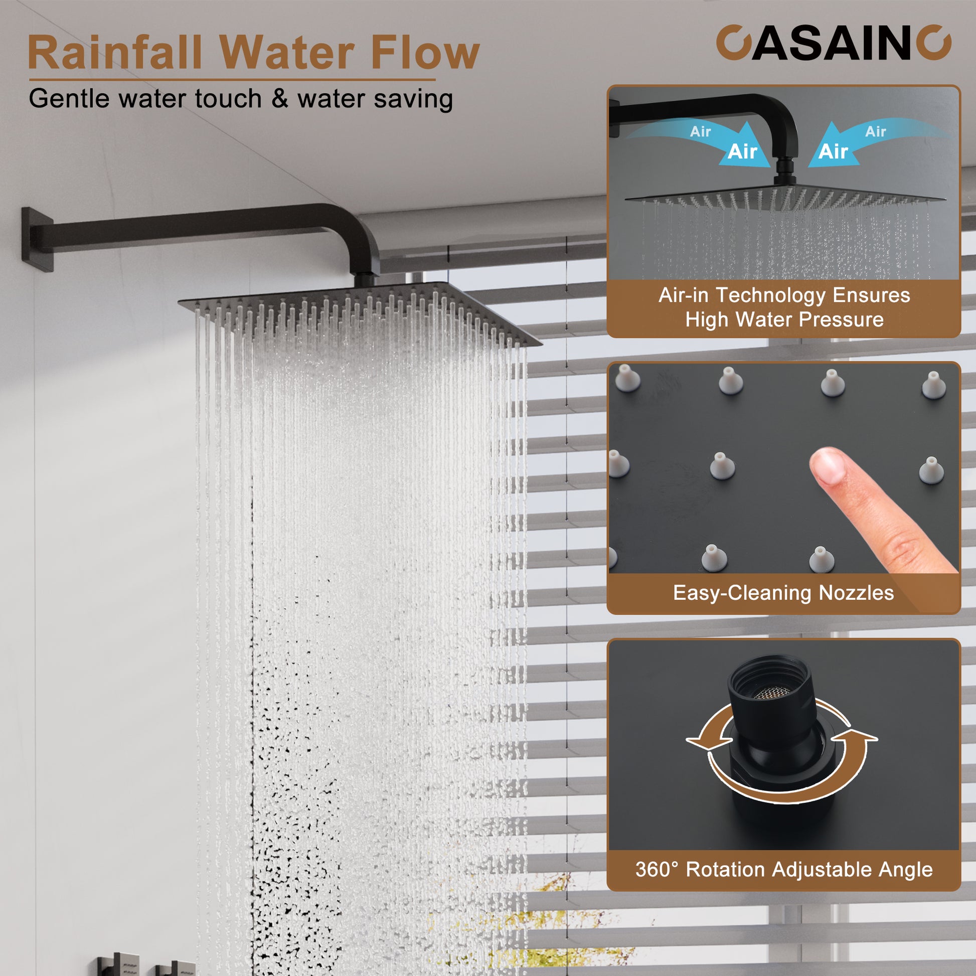 Double 12-inch Rainfall Shower Deluxe Shower System