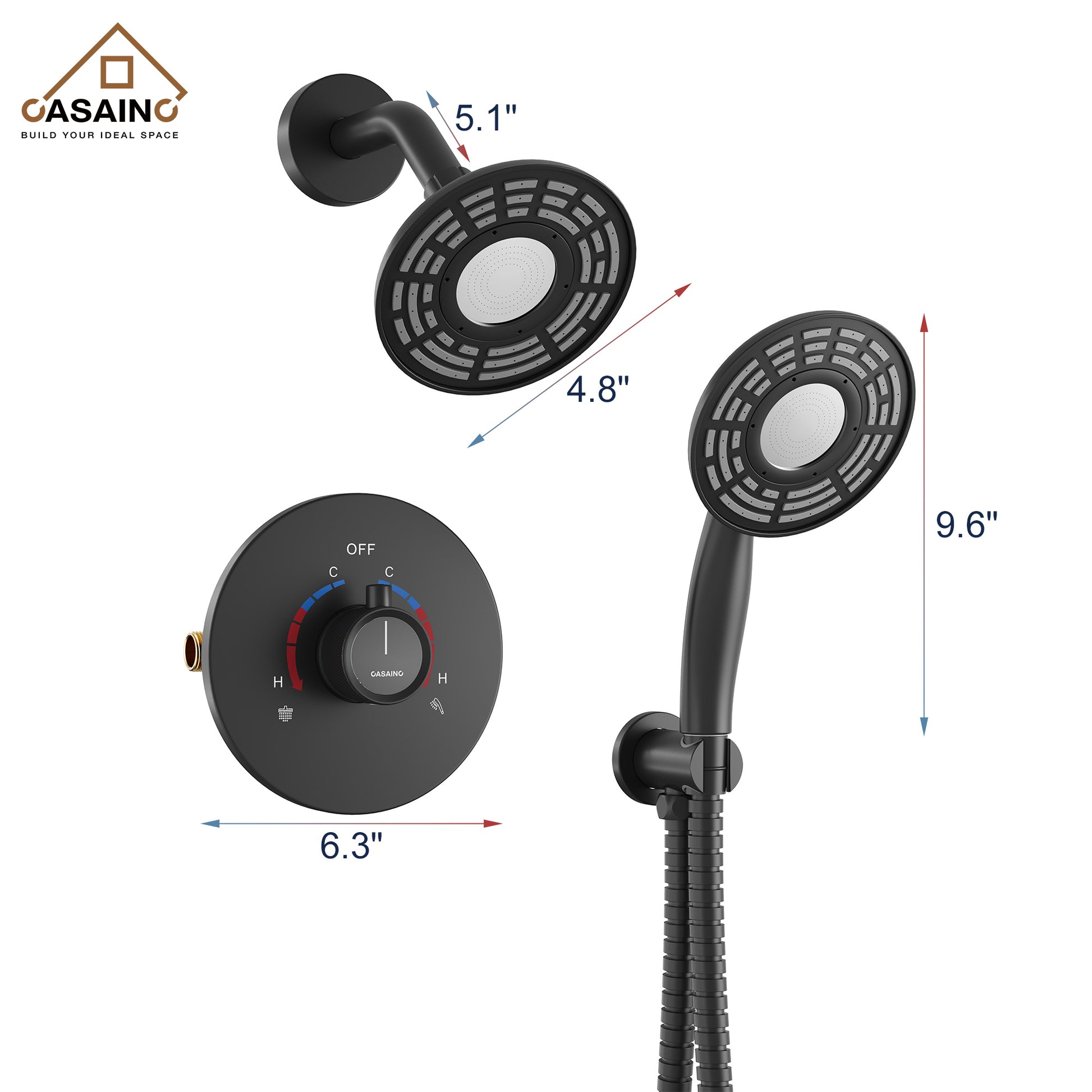 5-inch 2-Function Shower Faucet Set with Handheld Shower
