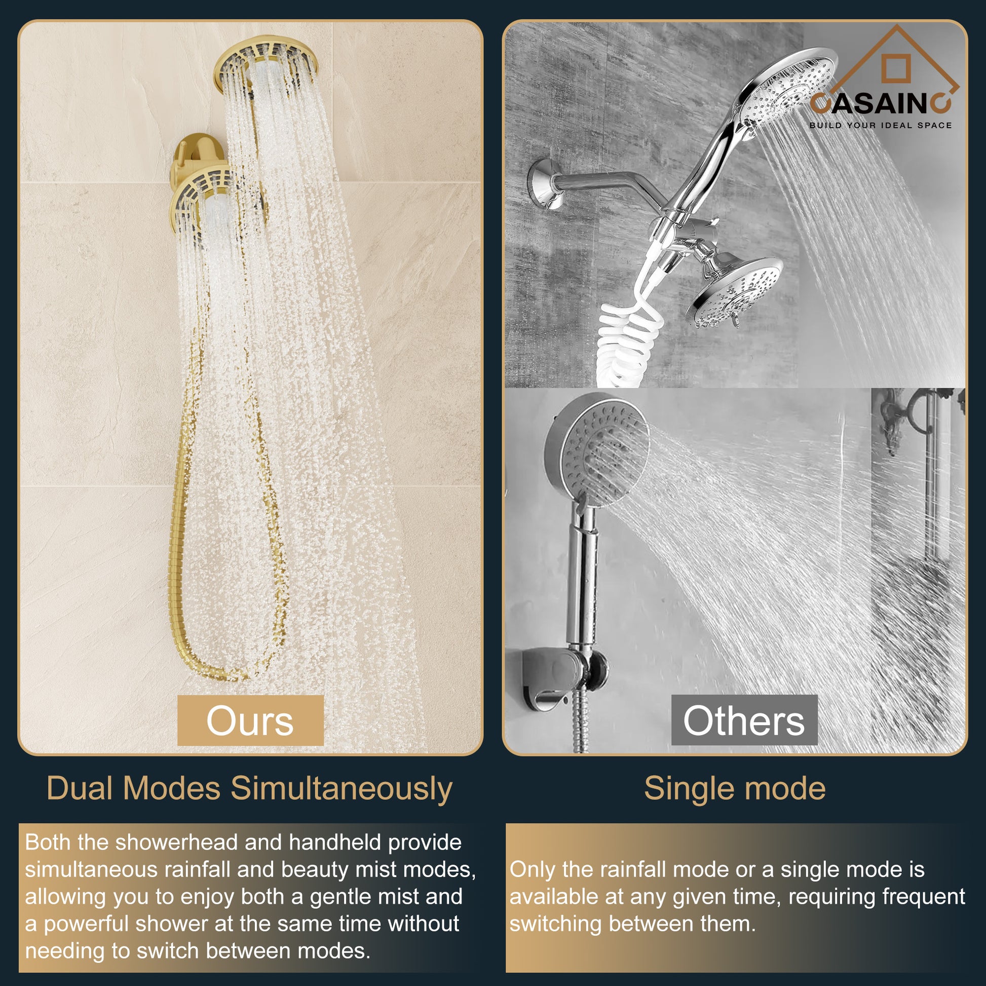 5-inch 3-Function Shower Faucet with Handheld & Tub Spout