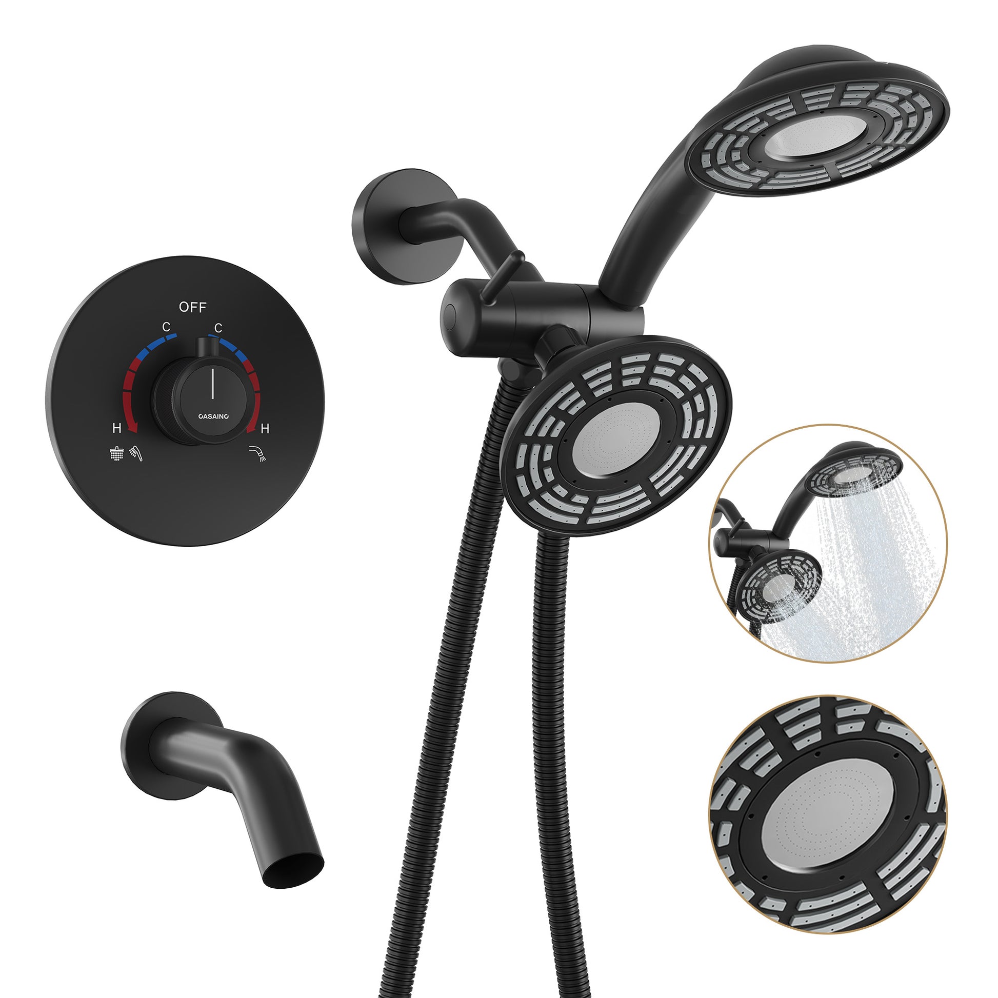 5-inch 3-Function Shower Faucet with Handheld & Tub Spout