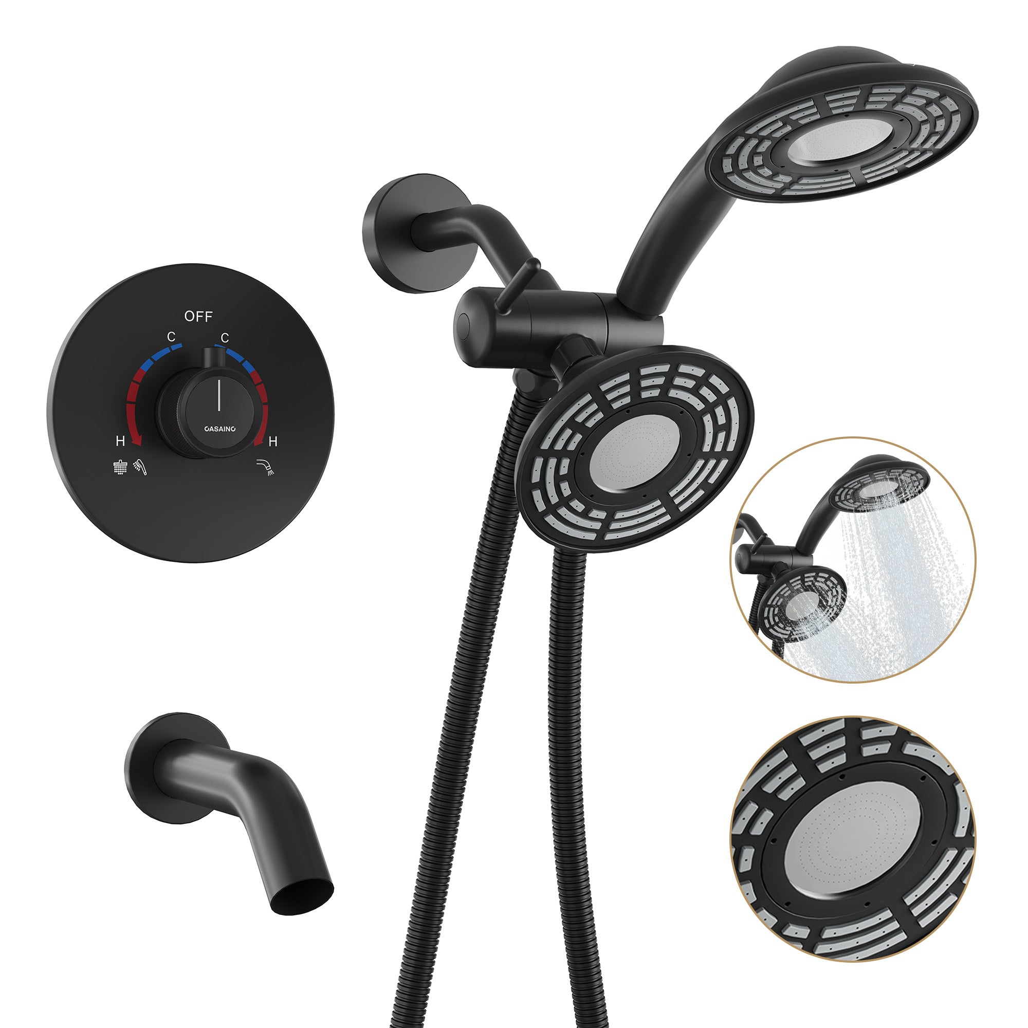 5-inch 3-Function Shower Faucet with Handheld & Tub Spout
