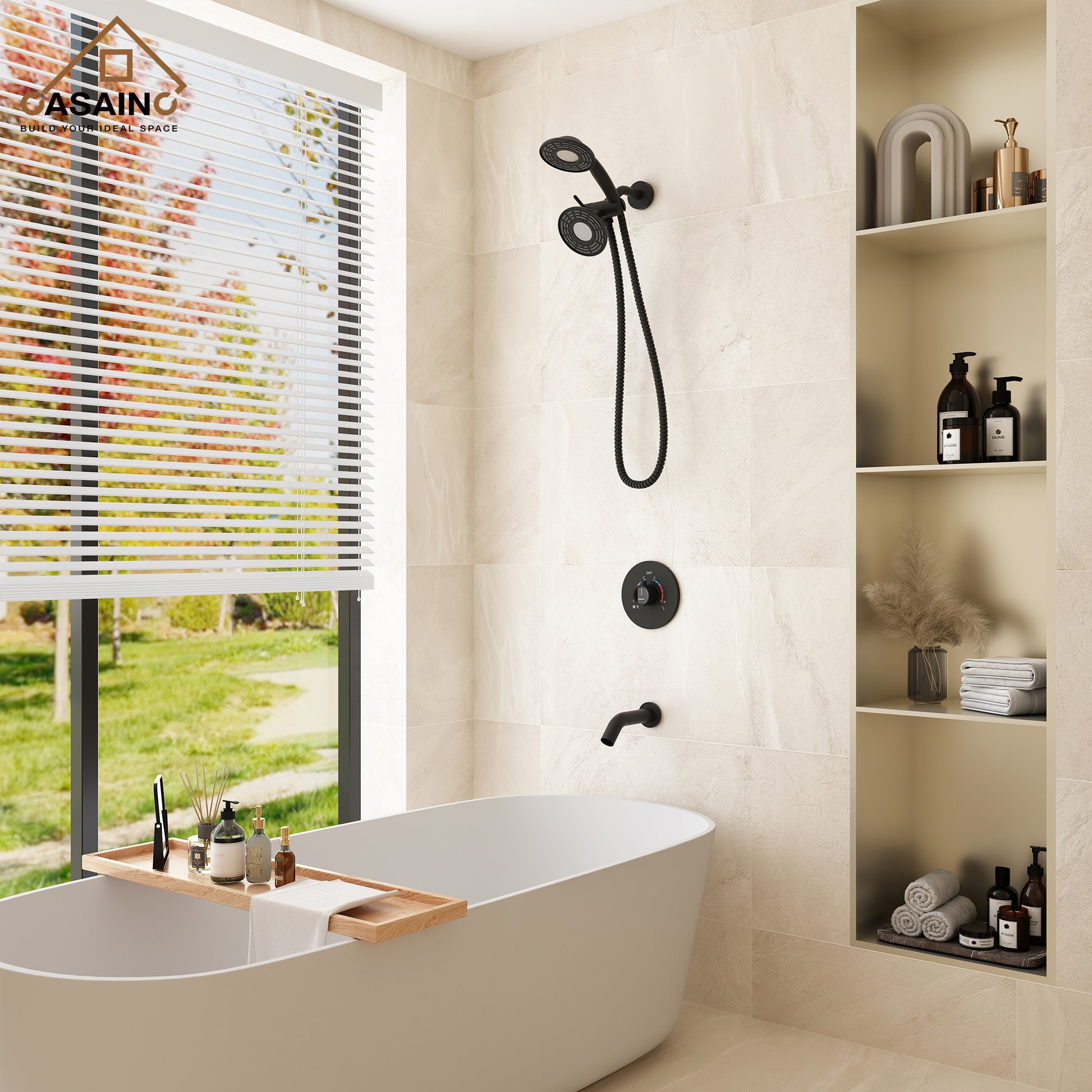 5-inch 3-Function Shower Faucet with Handheld & Tub Spout