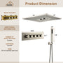 Luxury 4 Functions (Rainfall, Waterfall, Misty, Handheld) Shower System , 16 Inch Thermostatic Rain Shower Set with Multi-Function Remote Control 64 Color Lights