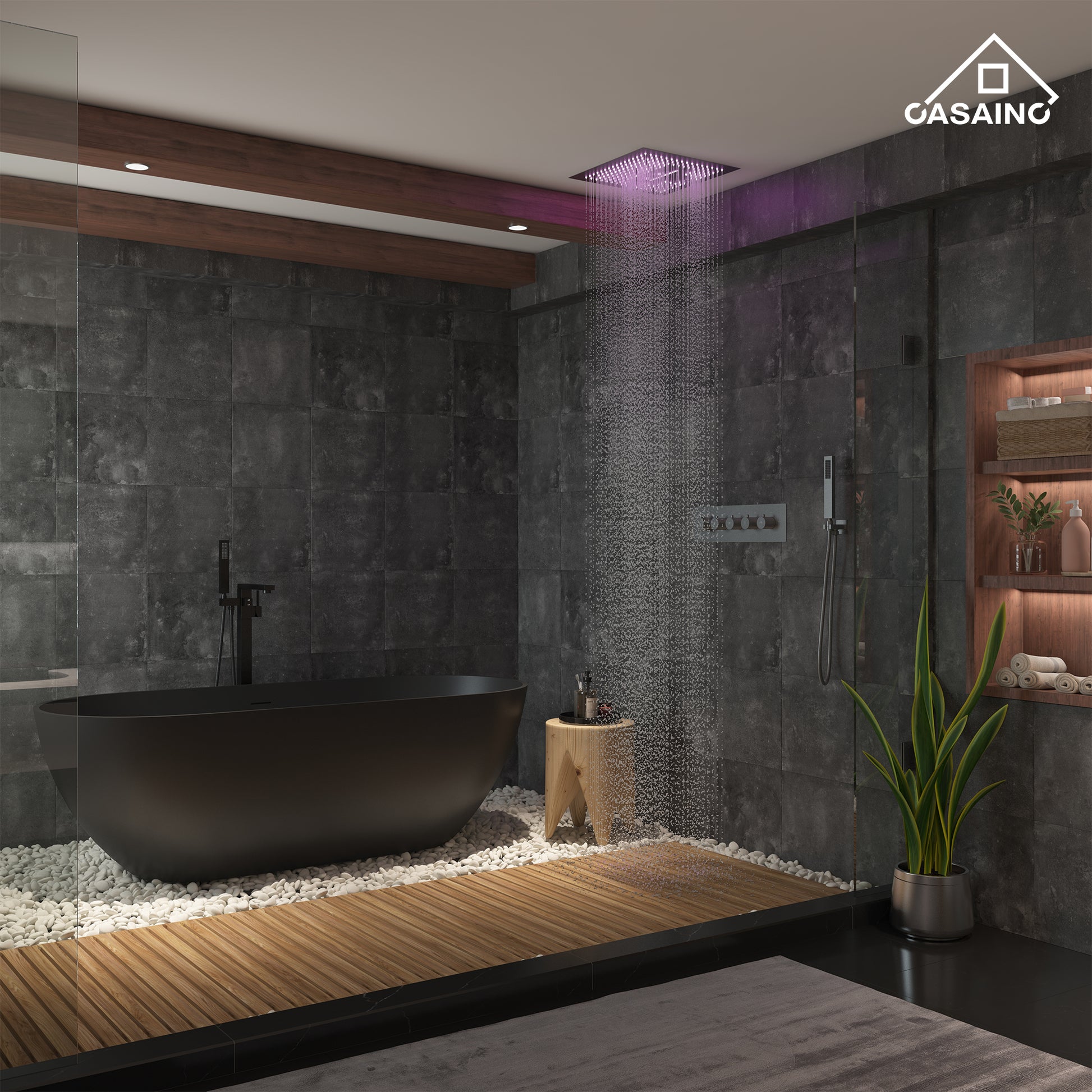 16" Luxury Shower System with Remote Control & 64 Color LED Lights