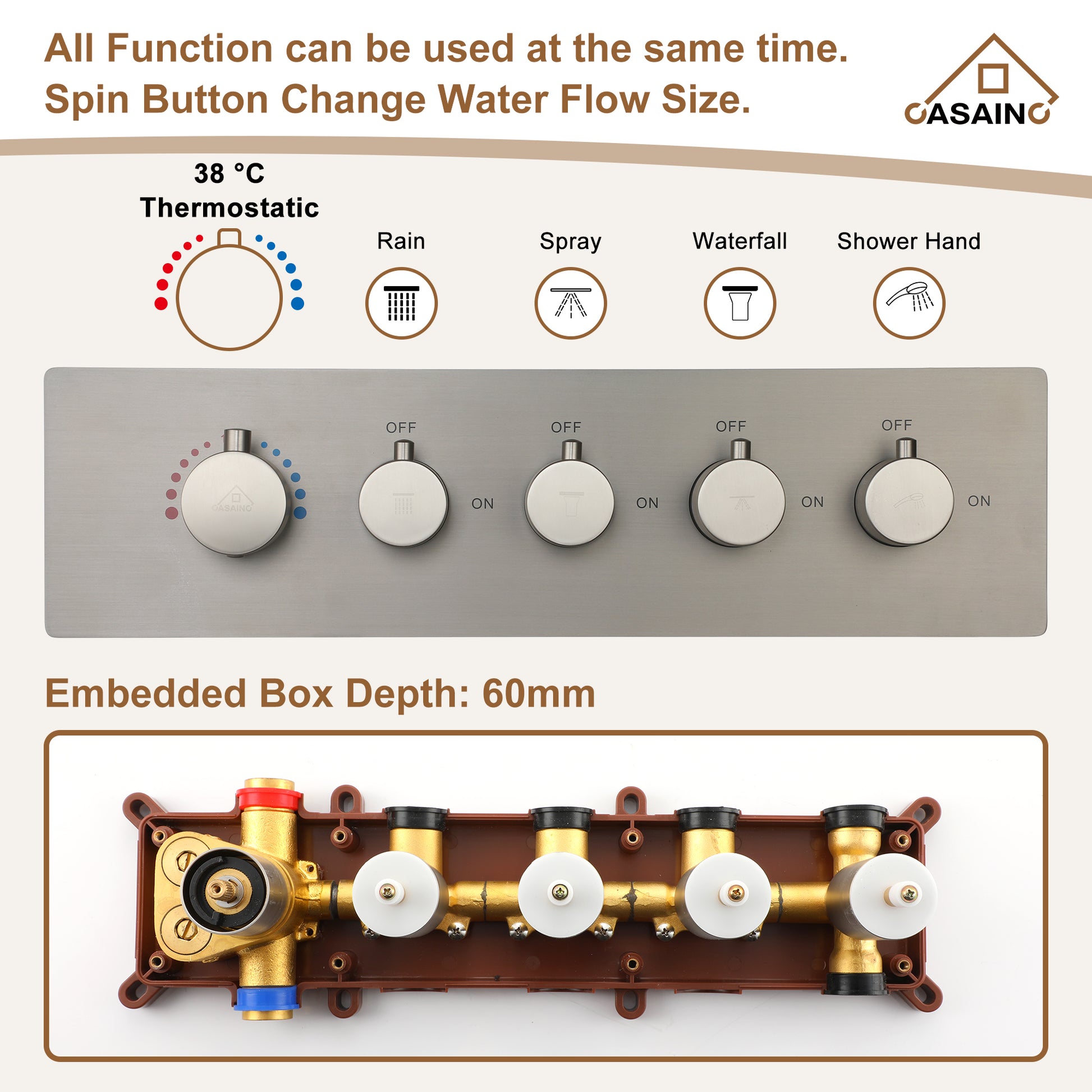16" Luxury Shower System with Remote Control & 64 Color LED Lights
