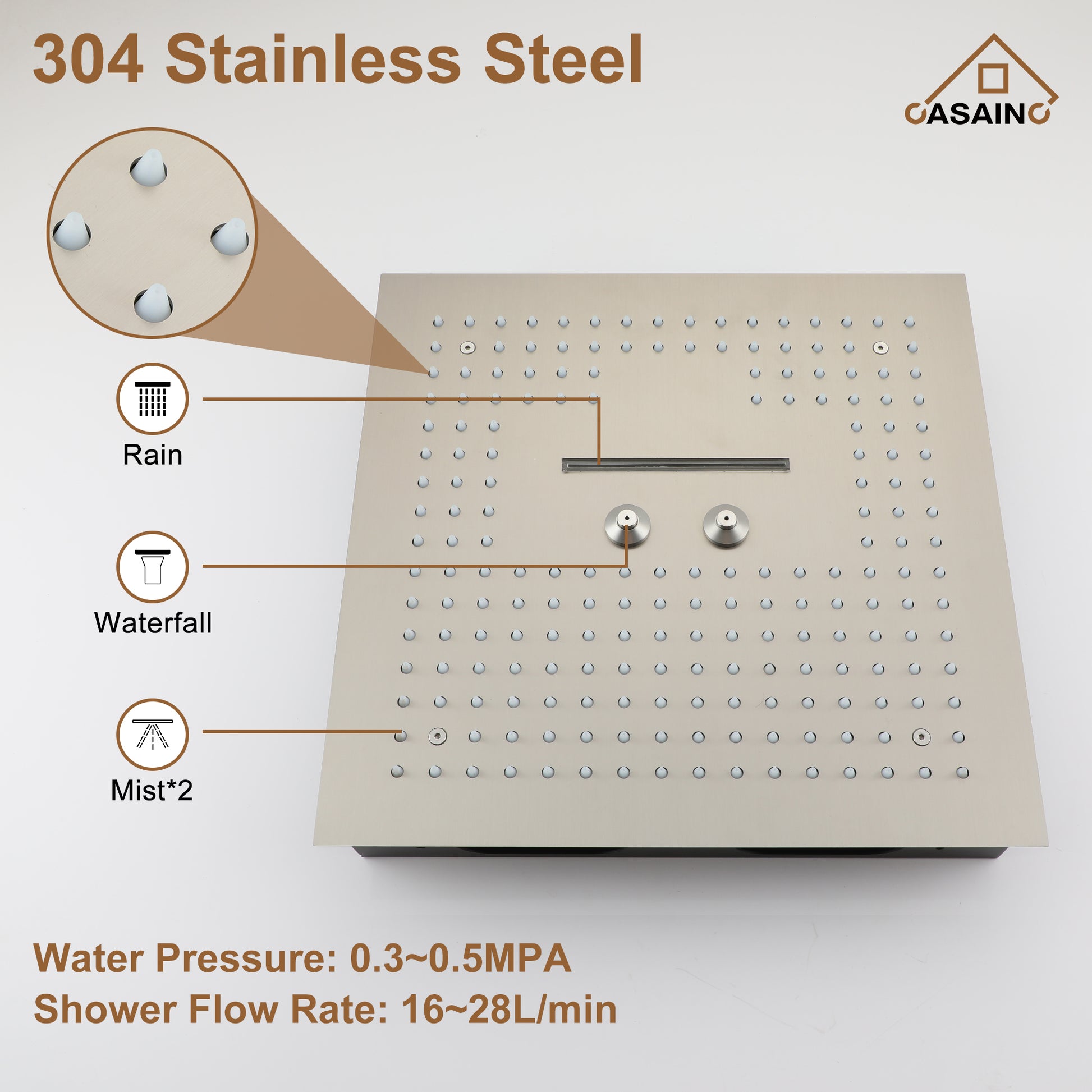 16" Luxury Shower System with Remote Control & 64 Color LED Lights